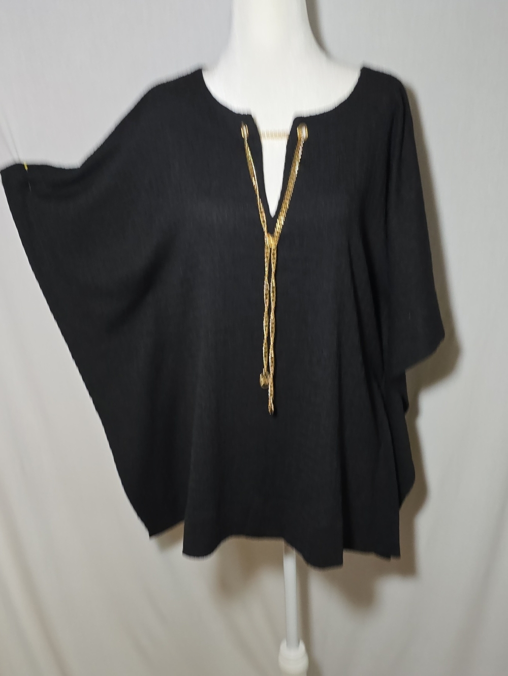 MICHAEL Kors Black Knit Tunic with Gold Chain Trim   S/M